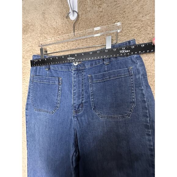 Habitat Clothes To Live In Jeans Wide Leg High Rise Cropped Blue Women Sz 10 EUC - Picture 7 of 15